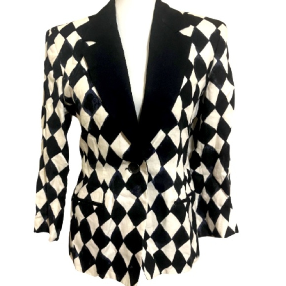 90’s Isaac Mizrahi Blazer-Style Jacket Feat. A Black & White Diamond Check Print